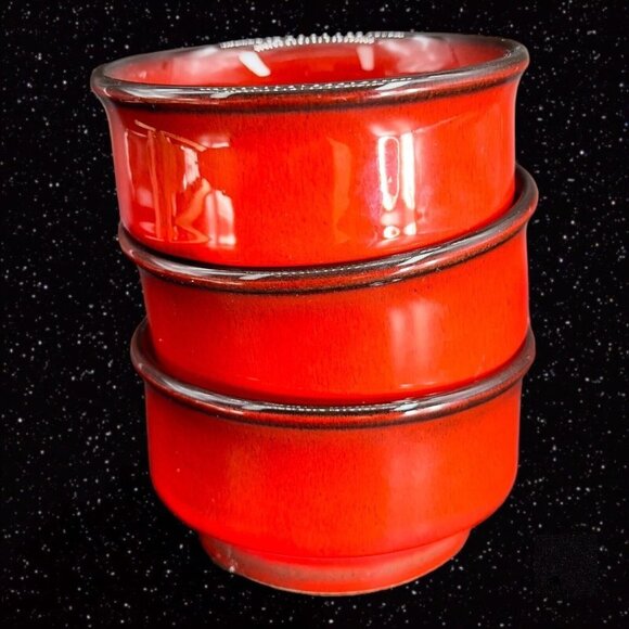 Villeroy and Boch Luxembourg Granada Bright Red Small Bowl Set 3 Dish Set VTG - Picture 11 of 15